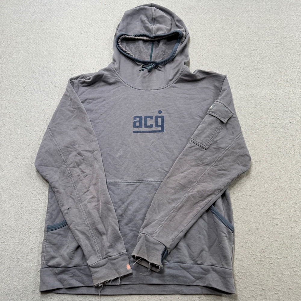 Y2K Nike ACG Hoodie Men's Large Faded Gray Loose Fit Pullover Sportswear Outdoor